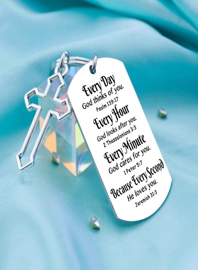 Aisity Christian Gifts for Women Men Cross Christian Keychain for Teen Boys Girls Faith Religious Baptism Gifts for Women Men Catholic Bible Verse Keychain for Birthday Chirstmas Stocking Stuffers - Image 3